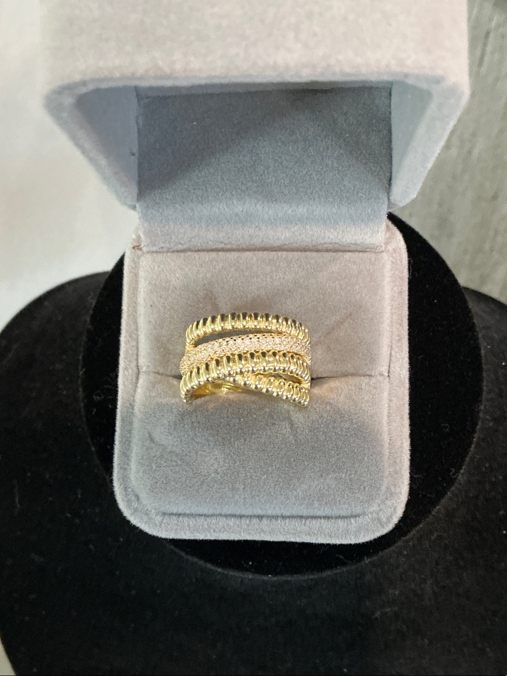 Elegant Gold-Tone Multi-Band Women's Ring